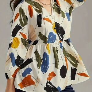 BloomChic Paint Brush Peplum Blouse